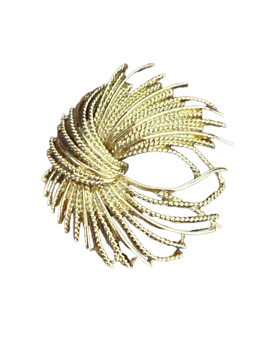 Vintage 1967 Monet Mirador MCM Gold Tone Textured Swirl Brooch